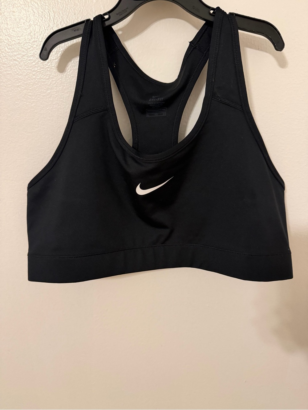 Nike Black Racerback Dri-FIT Sports Bra with White Swoosh